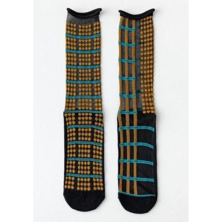 Chaussettes crystal Pois et rayures asymétriques