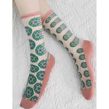 chaussettes-crystal-cocarde-bouton-de-fleurs-verte-profil