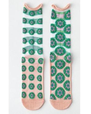  chaussettes-crystal-cocarde-bouton-de-fleurs-verte
