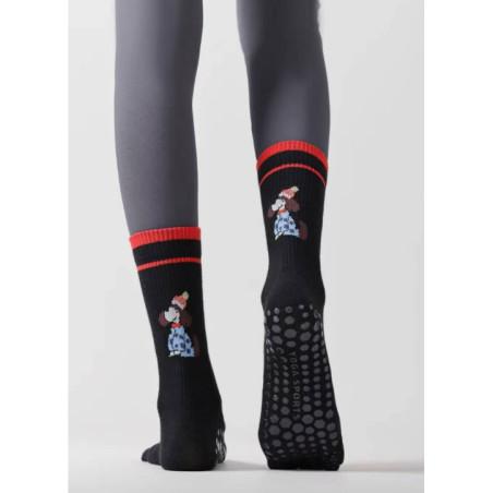 Chaussettes-anti-dérapantes-5-doigts-anti-dérapant-chien-porté-dos-noir