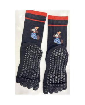  Chaussettes-anti-dérapantes-5-doigts-anti-dérapant-chien-dos-noir