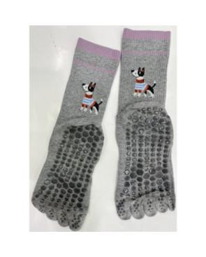  Chaussettes-anti-dérapantes-5-doigts-anti-dérapant-chien-dos-gris-plat