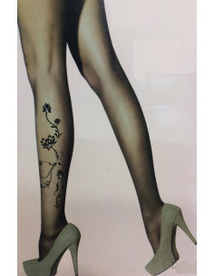 Collant Fleurs Noirs strassées