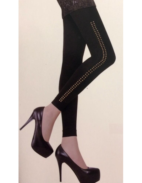 Collant sans pieds opaque noir clouté