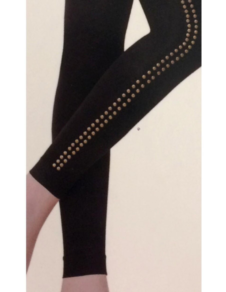 Collant sans pieds opaque noir clouté détail