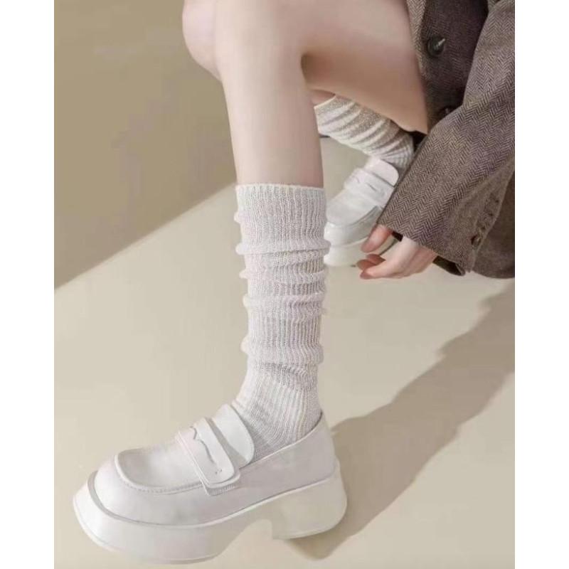 Chaussettes Cotes Plissée Brillantes corde