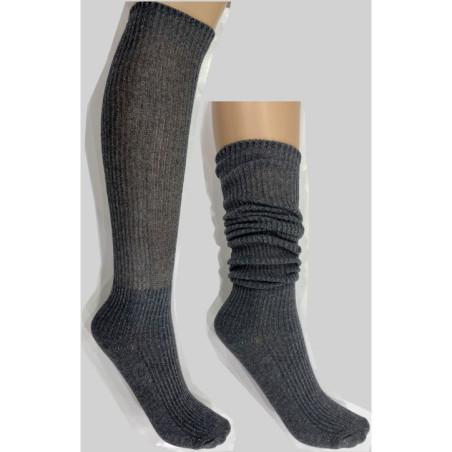 Chaussettes Cotes Plissée Brillantes antracithe
