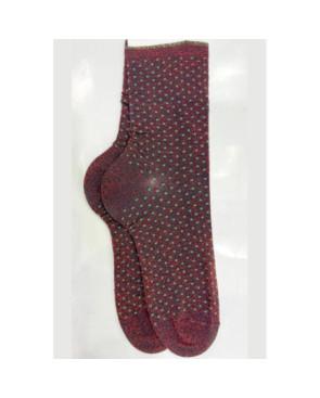 Chaussettes-Viscose-lurex-a-petits-pois-bordeaux-pois-vert-flashys