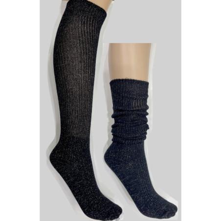 Chaussettes Cotes Plissée Brillantes Noires