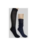 Chaussettes Cotes Plissée Brillantes Noires