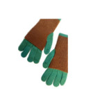 Gants Mitaines superposé chics Bicolore Brun vert
