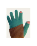Gants Mitaines superposé chics Bicolore Brun vert