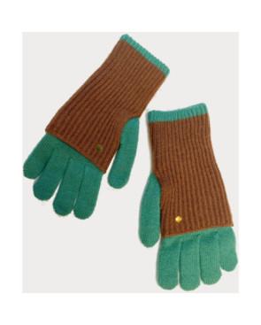  gants-mitaines-tricotés-laine-doigts-ouverts-brun-vert-a-plat