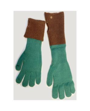  gants-mitaines-tricotés-laine-doigts-ouverts-brun-vert-plat-façon