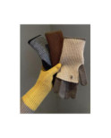Gants Mitaines superposé chics Bicolore Moutarde Kaki