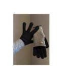 Gants Mitaines superposé chics Bicolore Noir Gris