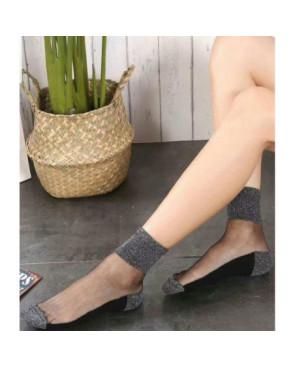 Chaussettes-les-petits-caprices-Crystal-noir-transparent-argent-lurex