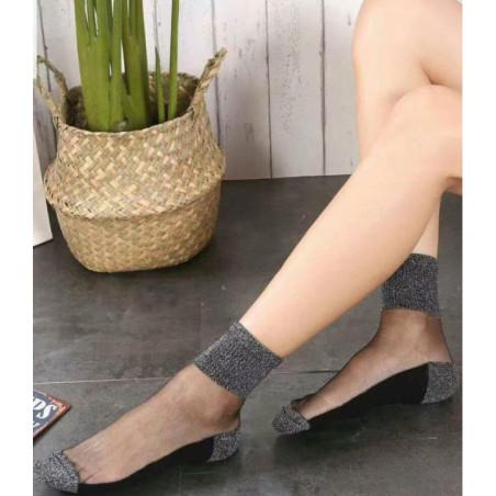 Chaussettes-les-petits-caprices-Crystal-noir-transparent-argent-lurex