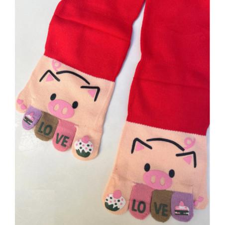Chaussettes-coton-5-Doigts-Cochon-Mignon-d-amour-détail