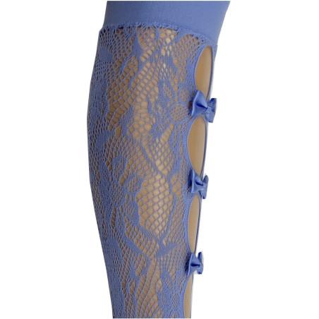 Mi bas Dentelle Ruban Bleu ciel