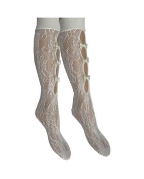 Mi-bas-Les-petits-caprices-dentelle-microfibre-ivoire-et-noeud-ivoire-détail-porté-avant