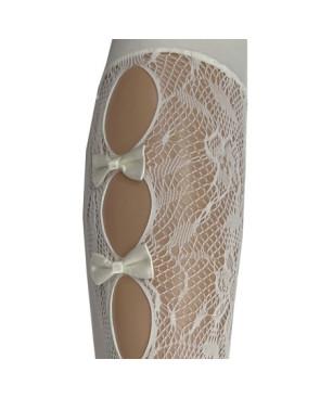 Mi bas Dentelle Ruban ivoire chic