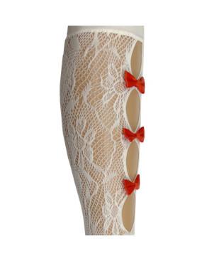 Mi bas Dentelle Ruban ivoire sexy