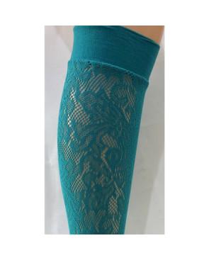 Mi bas Dentelle Fleuris Vert Caprices