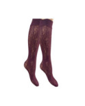 Mi bas Dentelle Fleuris bordeaux Caprices