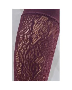 Mi bas Dentelle Fleuris bordeaux Caprices