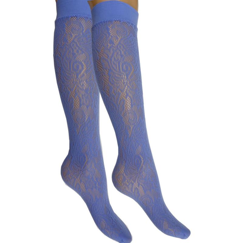 Mi bas Dentelle Fleuris Bleu Ciel Caprices