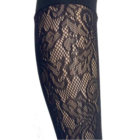 Mi bas Dentelle Fleuris Noir