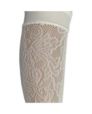 Mi bas Dentelle Fleuris ivoire