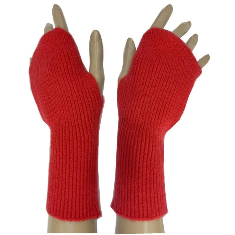 Mitaines Manchons laine cachemire Rouge