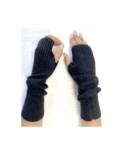 Mitaines Laine et cachemire Lurex noir