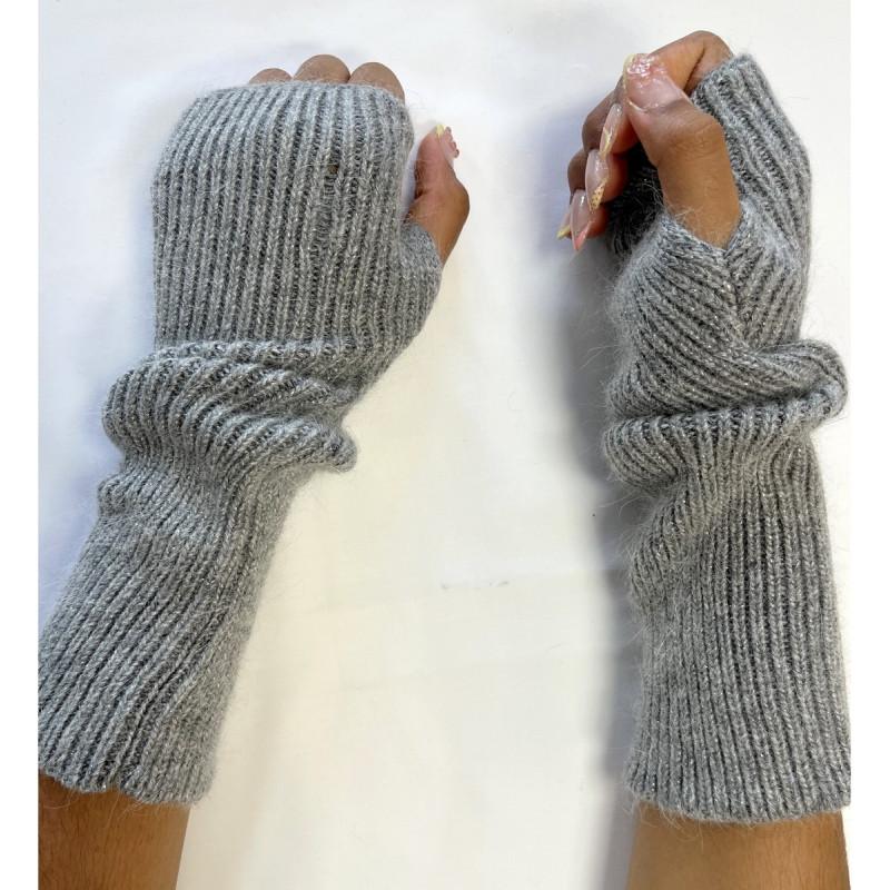 Mitaines Laine et cachemire Lurex Grises