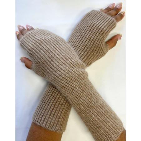 Mitaines Laine et cachemire Lurex taupe