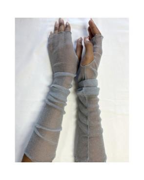 Manchon chic argenté voile lurex