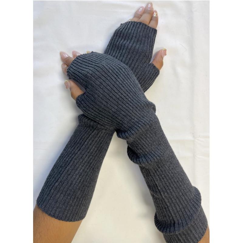 Manchons cotes coton cachemire Antracithe