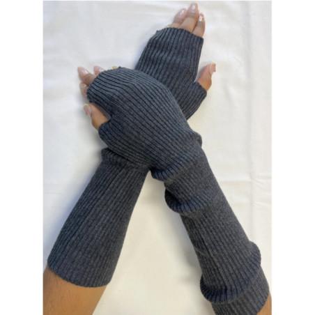 Manchons cotes coton cachemire Antracithe