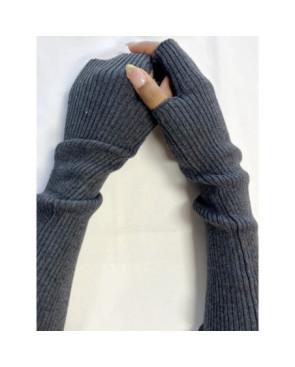 Manchons cotes coton cachemire Antracithe