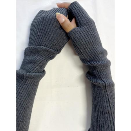Manchons cotes coton cachemire Antracithe