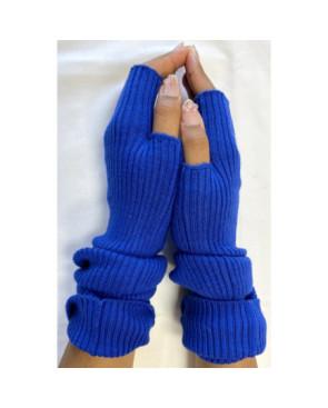 Manchons cotes coton cachemire bleu Klein