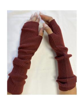 Manchons cotes coton cachemire Brun