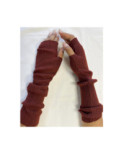 Manchons cotes coton cachemire Brun