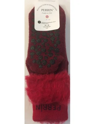 Chaussons chaussettes Perrin Laine rouge detail