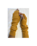 Manchons cotes coton cachemire Moutarde