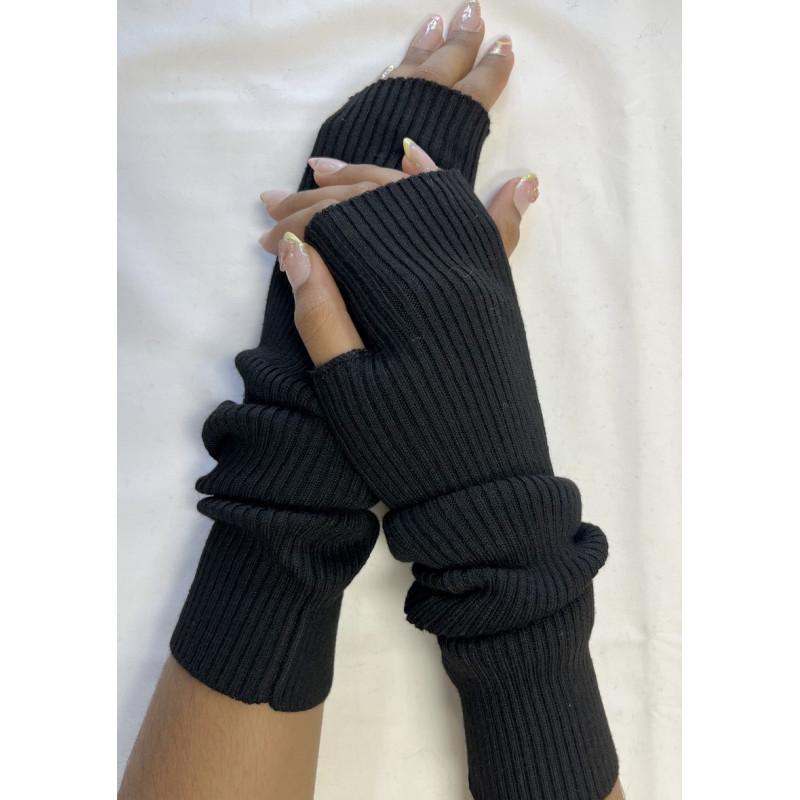 Manchons cotes coton cachemire Noir