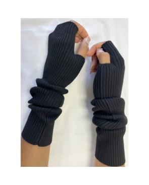 Manchons cotes coton cachemire Noir