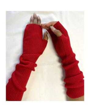 Manchons cotes coton cachemire rouge